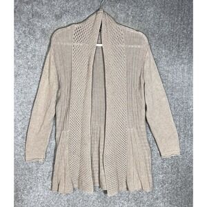 Notations Open Front Knit Tunic Cardigan Sweater Womens Size Large Long Sleeve